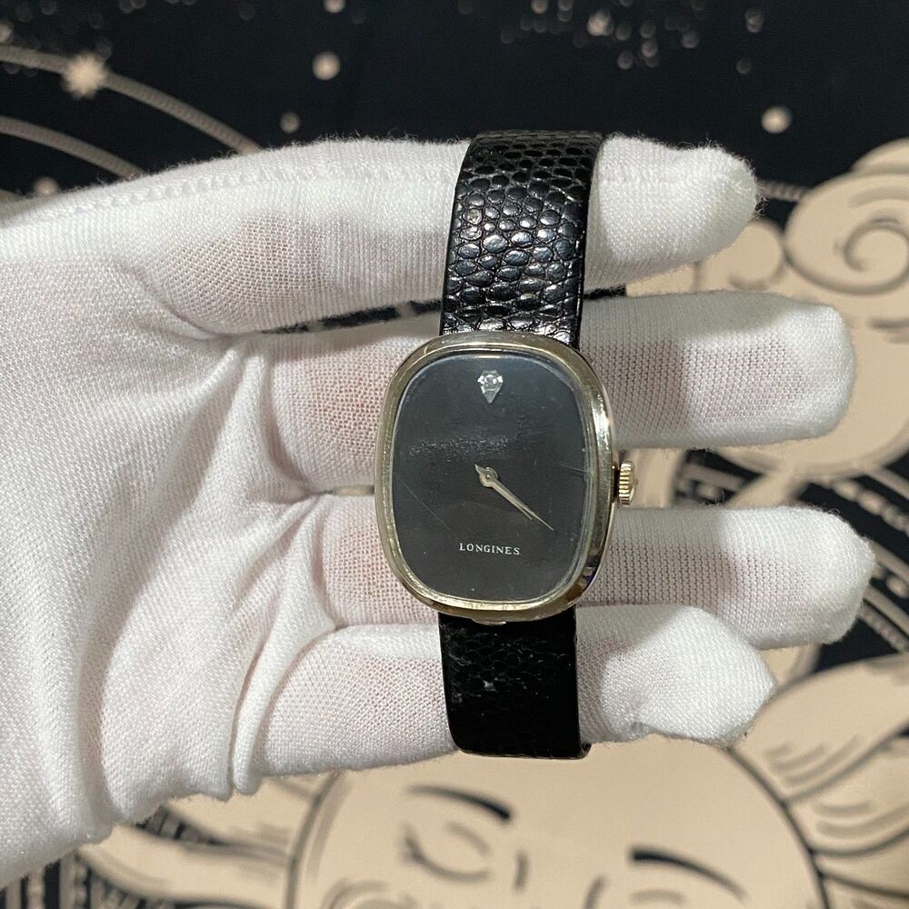 Longines Ellipse 3066-528 Black Leather Strap Quartz Analog Dial Mens Wristwatch